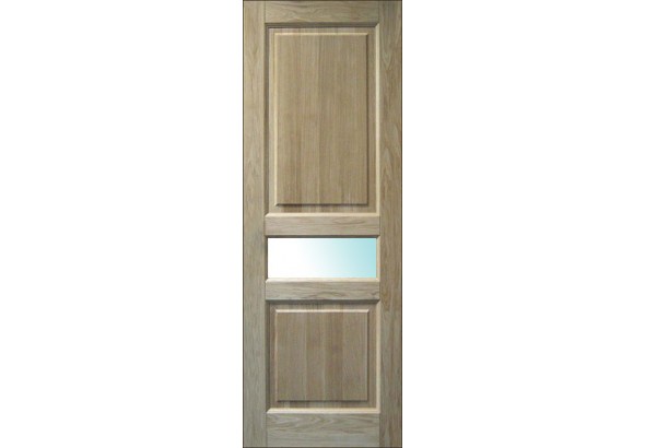 Дверь деревянная межкомнатная из массива бессучкового дуба, Классик, 3 филенки, 1/2 стекла